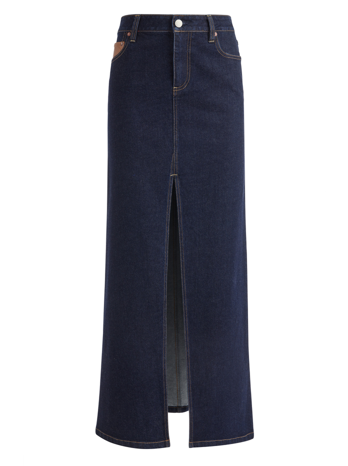 RYE HIGH RISE SKIRT WITH VEGAN COMBO - DARK RINSE image 5 - Alice And Olivia