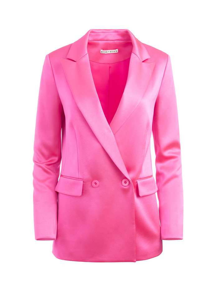 JUSTIN BUTTON FRONT BLAZER - WILD PINK image 5 - Alice And Olivia