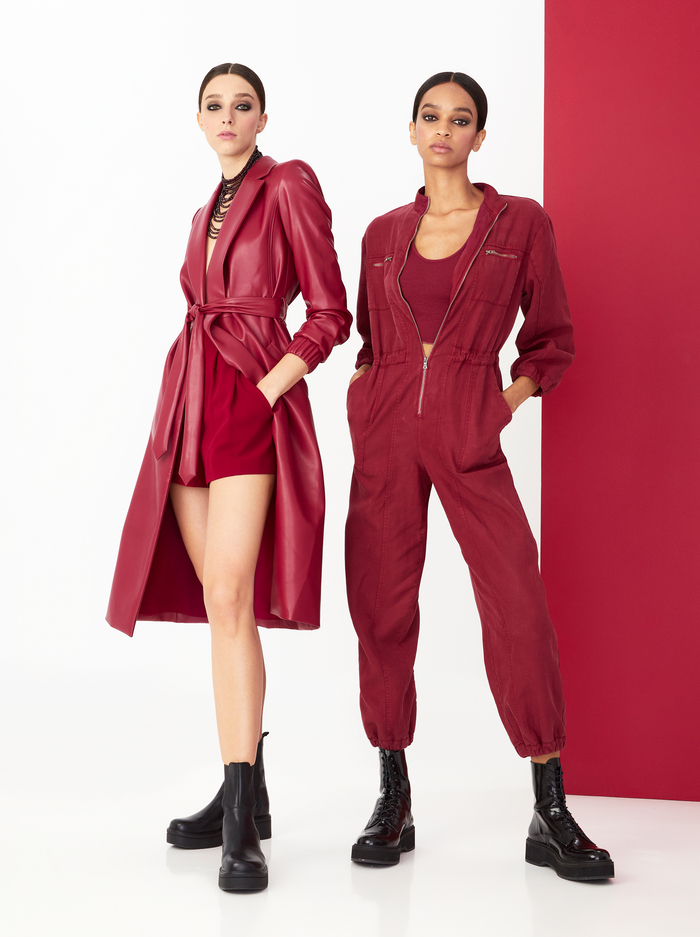 TAMESHA VEGAN LEATHER COAT - DARK BURGUNDY image 6 - Alice And Olivia