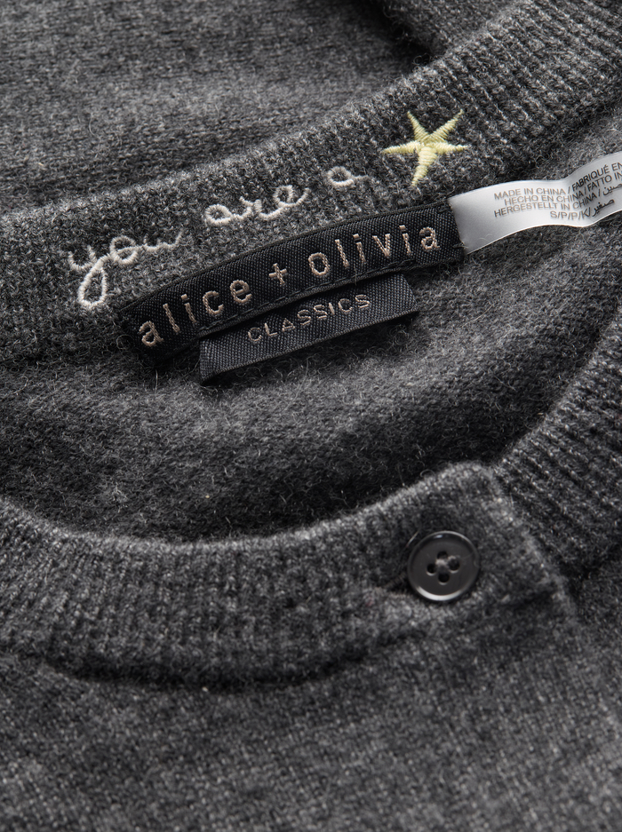 CHARCOAL HEATHER-DOLLIE CASHMERE CARDIGAN