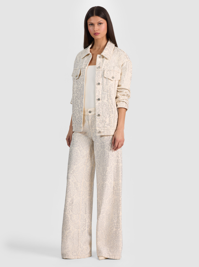 JEFF EMBELLISHED DENIM JACKET - OFF WHITE/MULTI image 6 - ALICE + OLIVIA