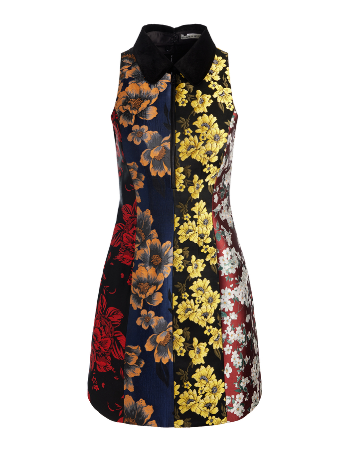 VELIA COLLARED MINI DRESS - BLACK/MULTI image 5 - Alice And Olivia