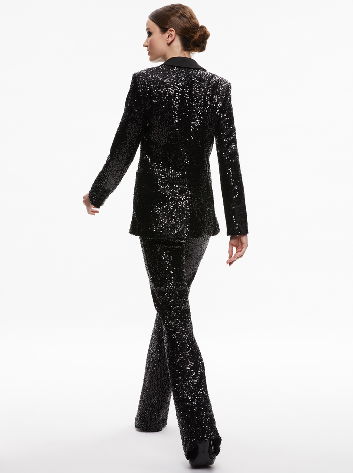 BREANN SEQUIN FITTED BLAZER - BLACK image 1 - Alice And Olivia