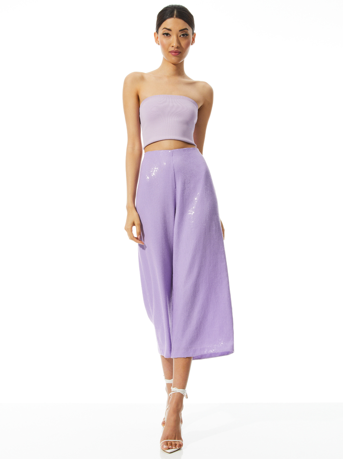 ELBA SEQUIN HIGH WAISTED ANKLE PANT - LAVENDER image 2 - Alice And Olivia
