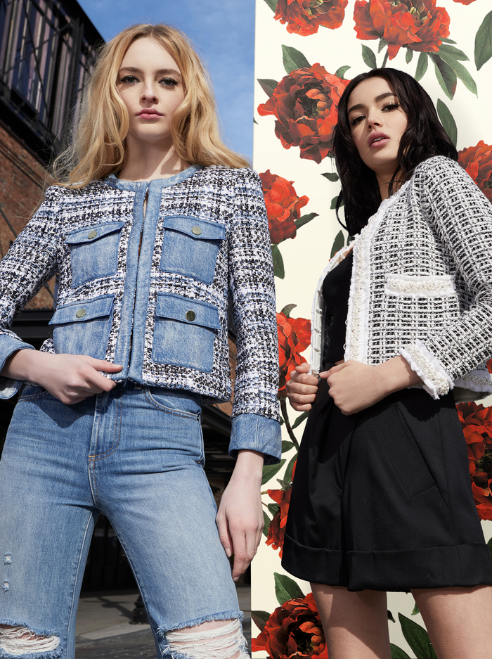 GEORGIA EMBELLISHED SWEATER JACKET - SOFT WHITE/BLACK image 6 - Alice And Olivia
