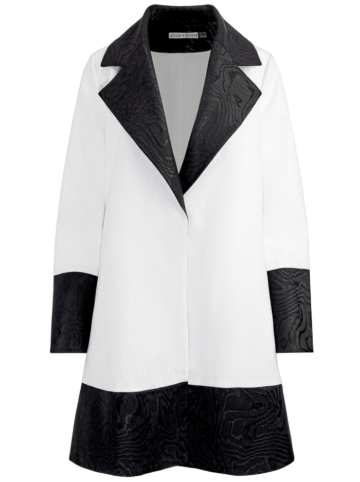 PAOLA SWING COAT WITH BORDER DETAIL - OFF WHITE/BLACK image 5 - Alice And Olivia