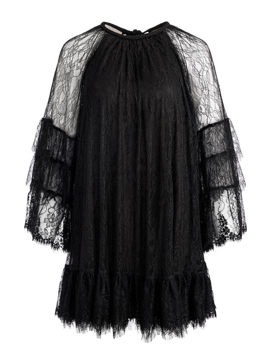 BLACK-DELIA RUFFLED TUNIC DRESS