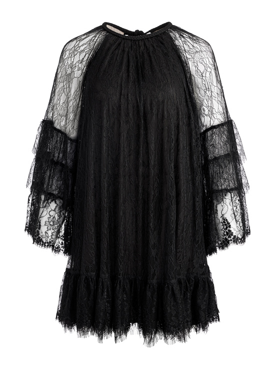 BLACK-DELIA RUFFLED TUNIC DRESS