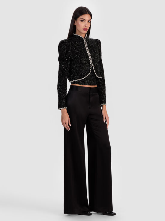 BLACK/CLEAR-ILARIA EMBELLISHED JACKET