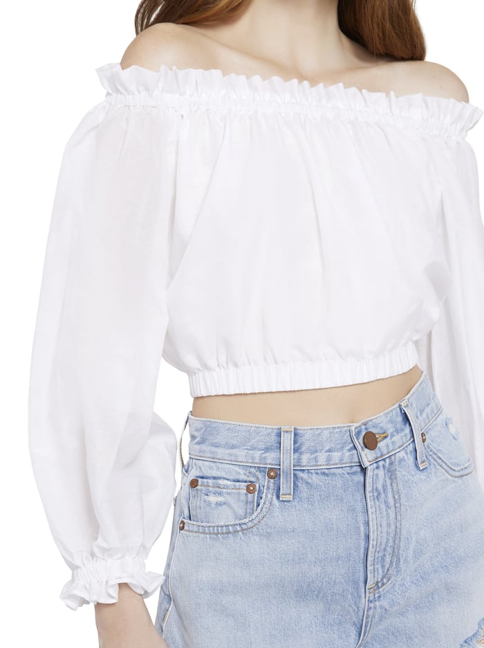 OLGA OFF THE SHOULDER CROP TOP - WHITE image 3 - Alice And Olivia