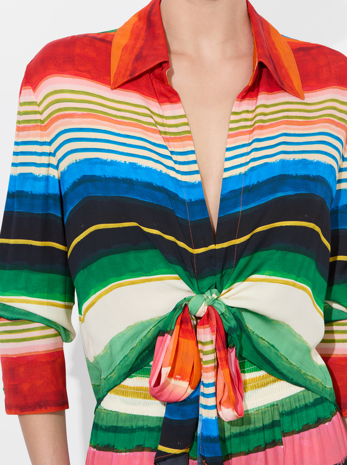 HANNON TIE FRONT BLOUSE - RAINBOW REEF image 4 - Alice And Olivia