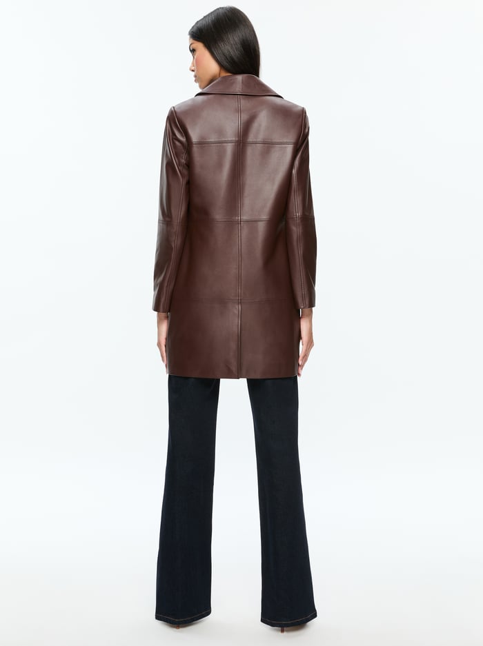LOGAN LEATHER COAT - ESPRESSO image 2 - Alice And Olivia