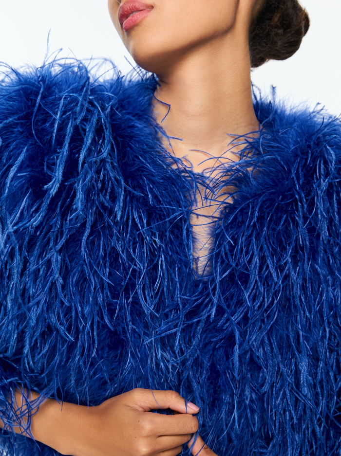 KIDMAN FEATHERED JACKET - ROYAL image 3 - Alice And Olivia