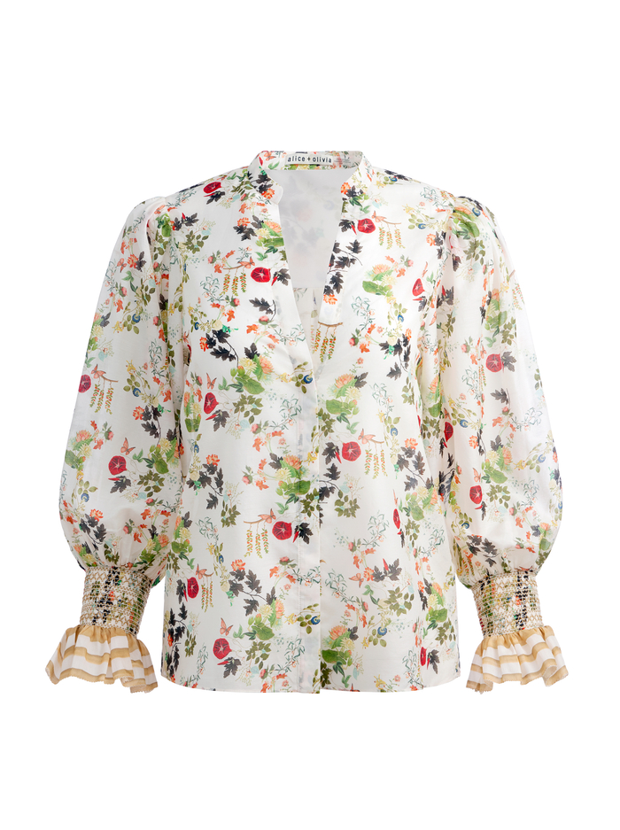 ILAN BUTTON FRONT BLOUSE - BLUSH KISS VANILLA image 5 - Alice And Olivia