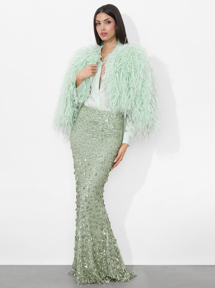 KIDMAN FEATHERED JACKET - SEA SPRAY image 1 - Alice And Olivia