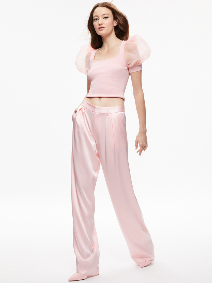 POMPEY HIGH WAISTED PLEATED PANTS - PETAL image 3 - Alice And Olivia