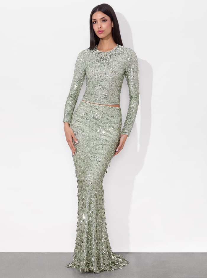 CHARITY SEQUIN GOWN SKIRT - SEA SPRAY image 5 - Alice And Olivia