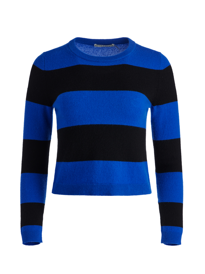 LUNA CREWNECK SWEATER - SAPPHIRE/BLACK STRIPE image 5 - Alice And Olivia
