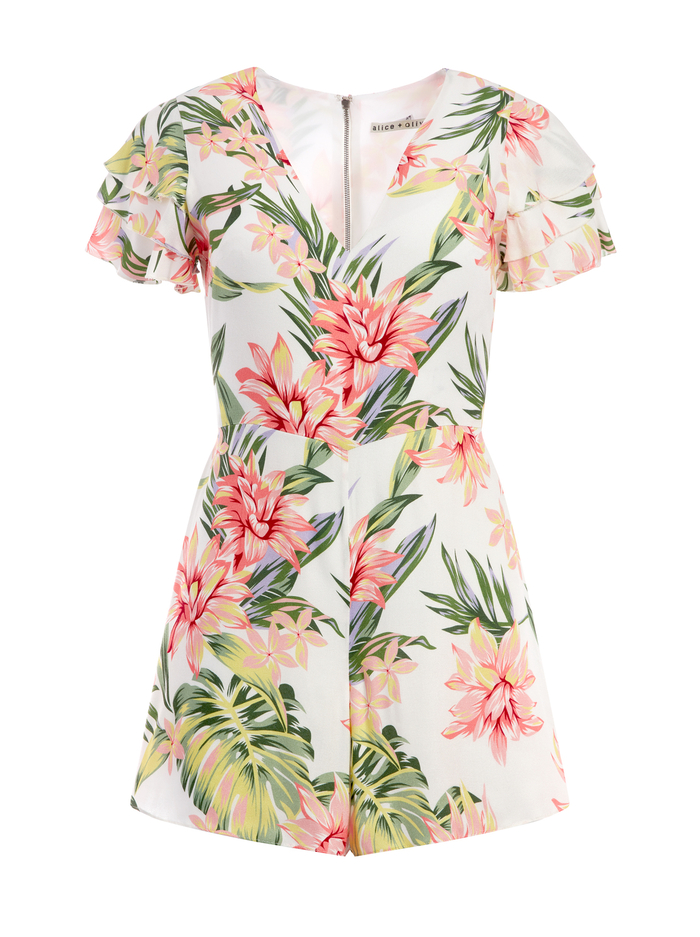 MACALL FLORAL RUFFLE ROMPER - HIBISCUS FLORAL image 5 - Alice And Olivia