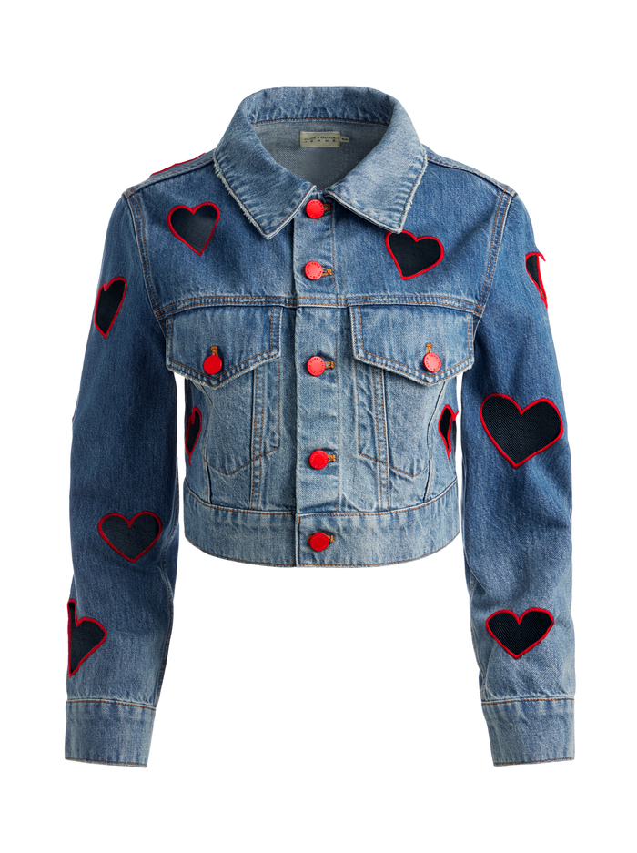 JEFF HEART EMBROIDERED CROPPED DENIM JACKET - TRUE BLUES DARK image 5 - Alice And Olivia