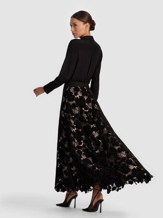 BLACK-LORENA LACE MAXI SKIRT