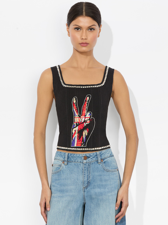 BLACK MULTI-BRESLIN BAND TEE CORSET