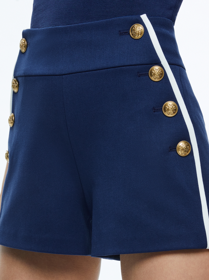 NARIN HIGH RISE BUTTON FRONT SHORT - INDIGO image 3 - Alice And Olivia
