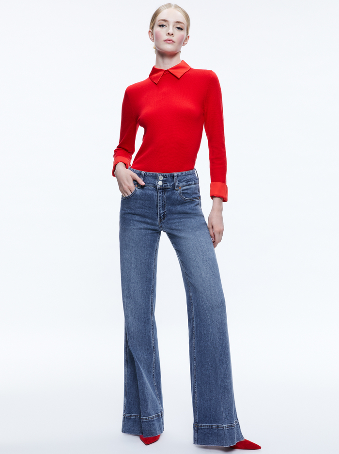 PORLA COLLARED SWEATER - PERFECT RUBY image 2 - Alice And Olivia