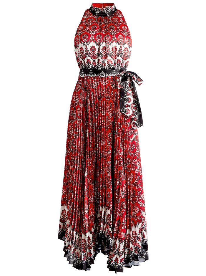 MERTIE MOCK NECK PLEATED MAXI DRESS - ALLURE MEDALLION image 5 - Alice And Olivia