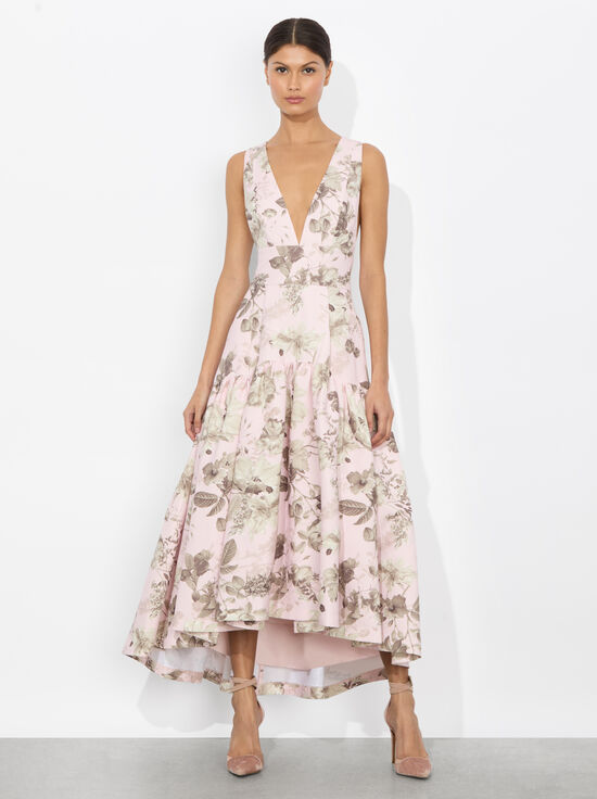 MEADOW-LILA STRUCTURED MIDI DRESS