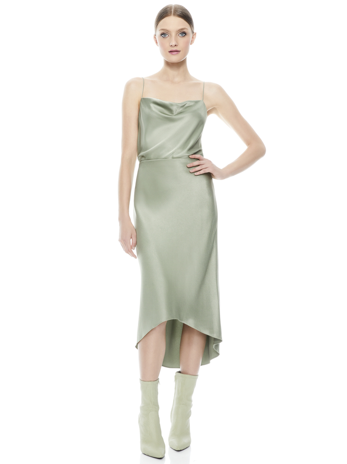 MAEVE ASYMMETRICAL SLIP SKIRT - SAGE image 5 - ALICE + OLIVIA