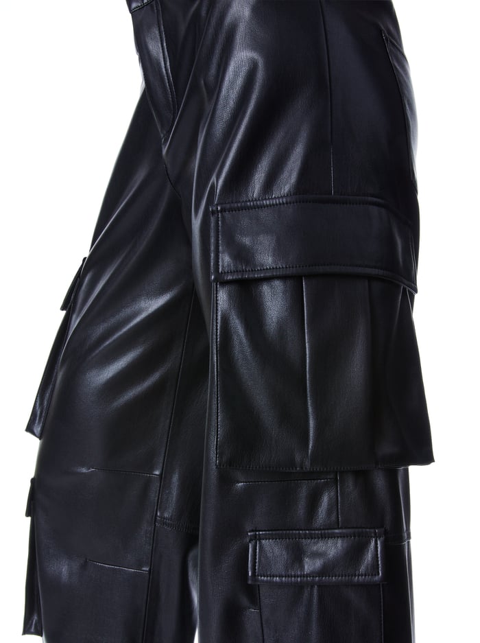LUIS VEGAN LEATHER CARGO PANT - BLACK image 3 - Alice And Olivia
