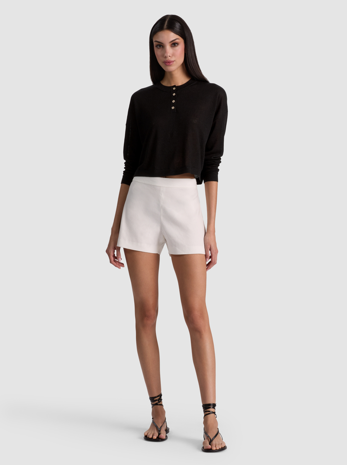 ALAINA LINEN HENLEY - BLACK image 1 - ALICE + OLIVIA