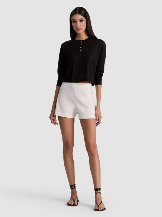 BLACK-ALAINA LINEN HENLEY