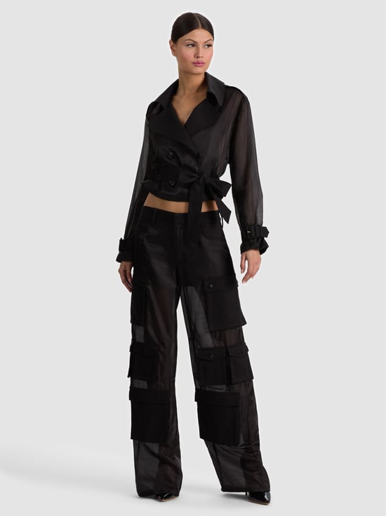 BLACK-OLYMPIA SHEER COMBO CARGO PANT