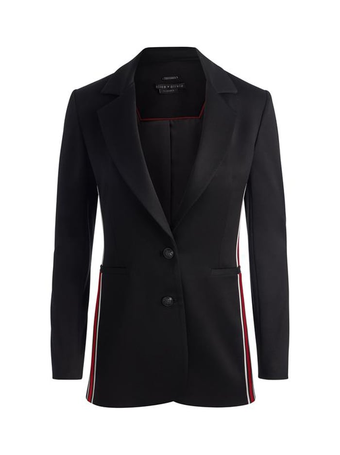 BREANN SIDE STRIPE BLAZER - BLACK image 5 - Alice And Olivia