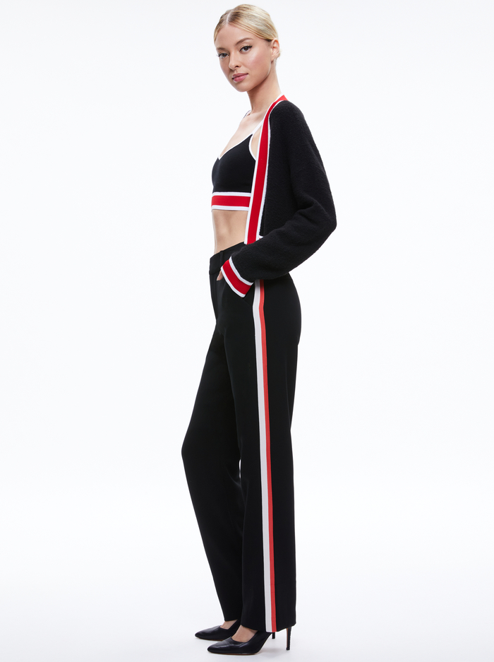 JUANA CROPPED CARDIGAN - BLACK/PERFECT RUBY image 4 - Alice And Olivia