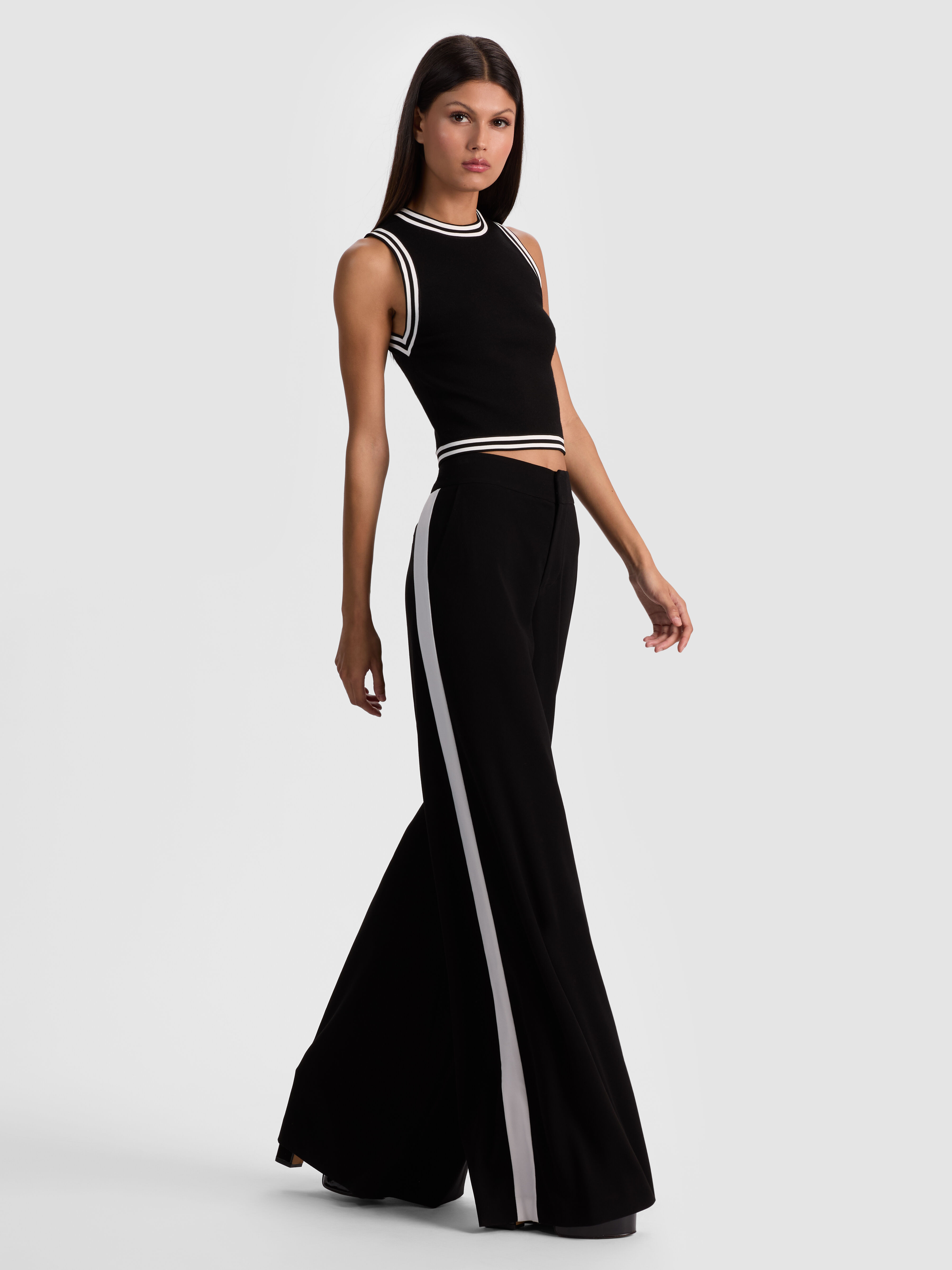 【ALICE+OLIVIA】Savetta High Waist Pants - Beyond Stripe Women's Designer Pants | Alice + Olivia
