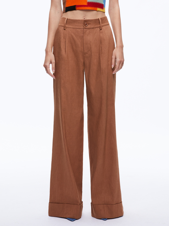 CAMEL-TOMASA CUFFED LINEN TROUSER