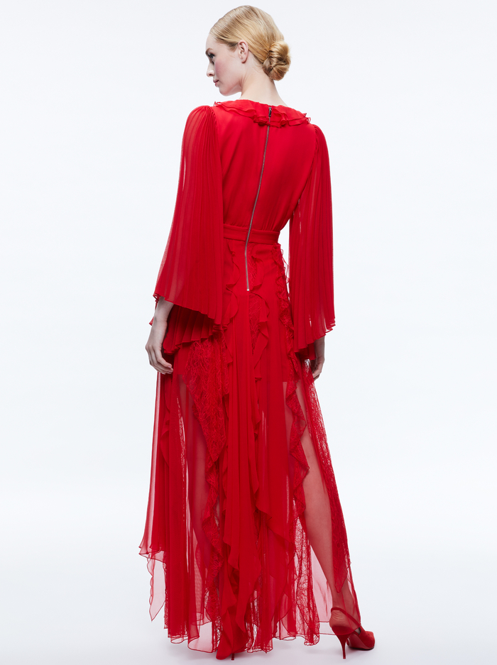 DAY SUNBURST SLEEVE MAXI DRESS - PERFECT RUBY image 1 - Alice And Olivia