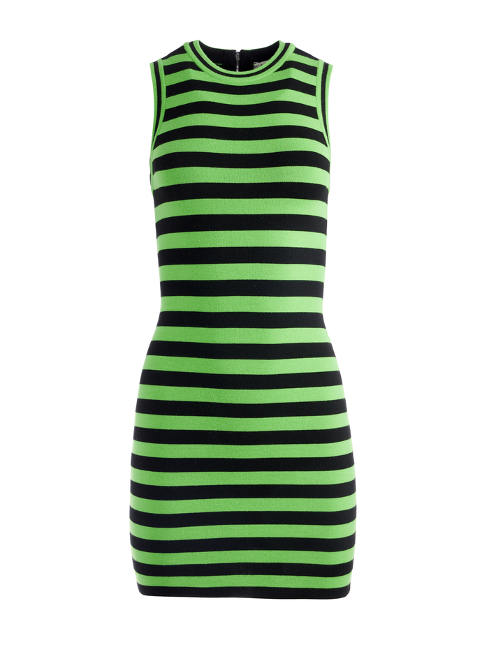 LANDI STRIPED MINI DRESS - PARROT/BLACK image 5 - Alice And Olivia