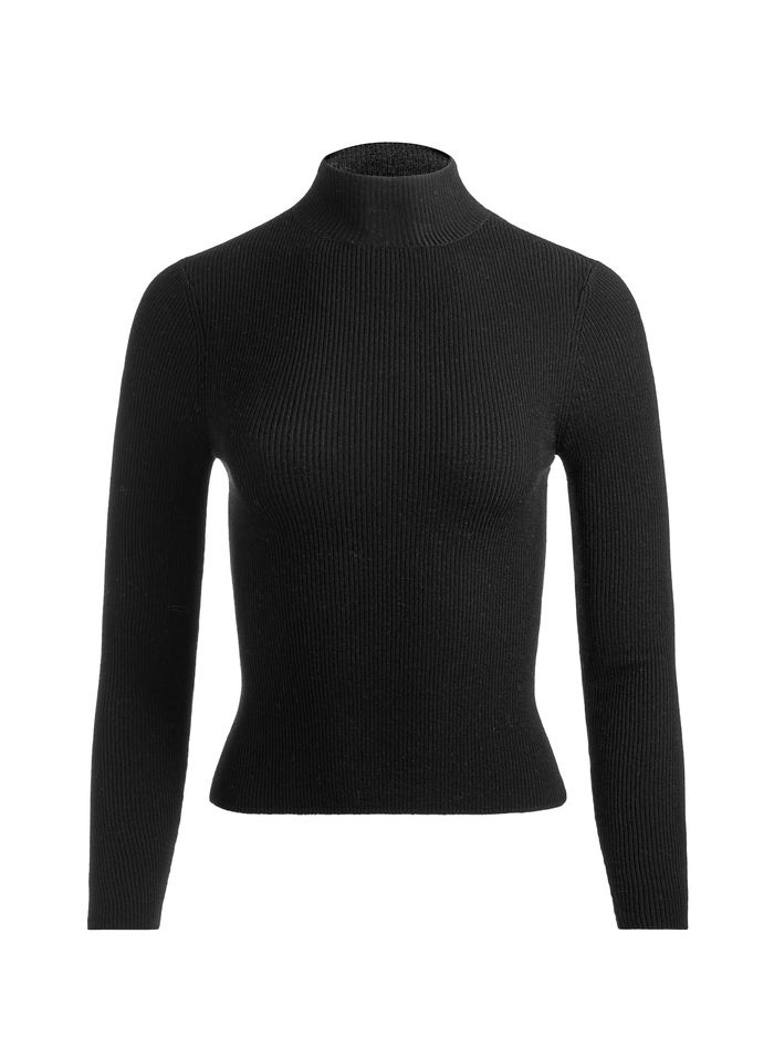 ROBERTA RIBBED TURTLENECK - BLACK image 5 - Alice And Olivia