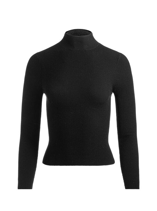 BLACK-ROBERTA RIBBED TURTLENECK