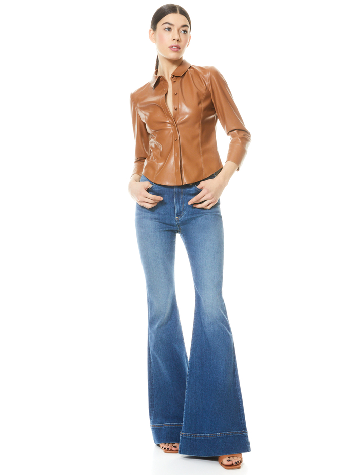 NADINE VEGAN TOP - CAMEL image 2 - ALICE + OLIVIA