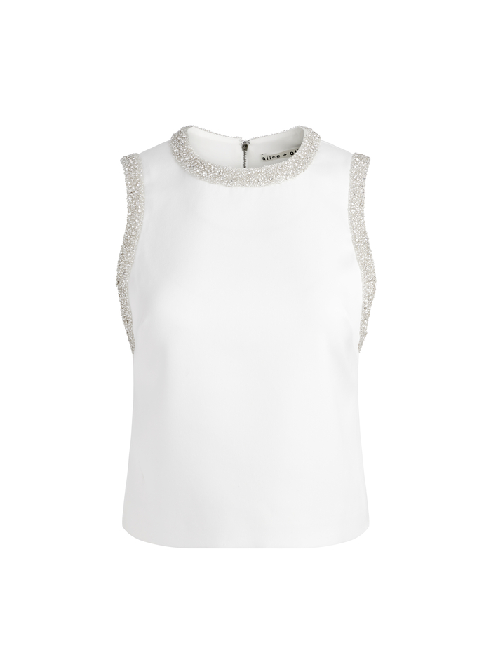 AMAL EMBELLISHED TANK - OFF WHITE image 5 - Alice And Olivia