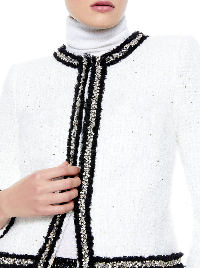 KIDMAN BOXY FRINGE JACKET - WHITE image 3 - Alice And Olivia