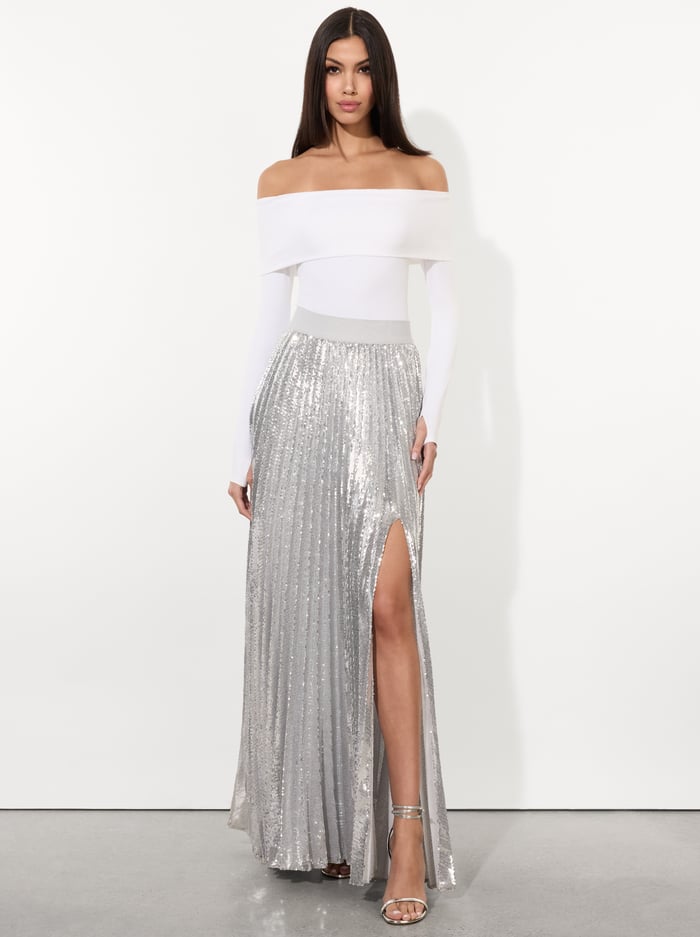 IVEY SEQUIN MAXI SKIRT - SILVER image 4 - Alice And Olivia