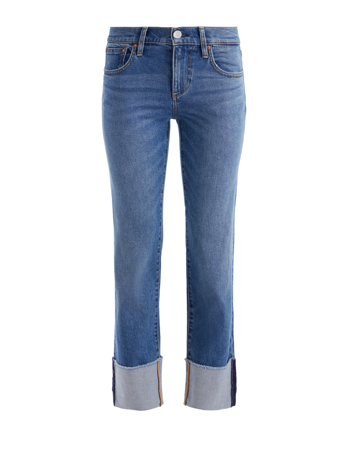 ABILENE LOW RISE CUFFED JEAN - LOLA BLUE image 5 - Alice And Olivia