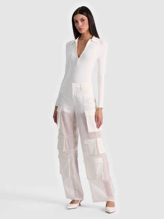 OFF WHITE-OLYMPIA SHEER COMBO CARGO PANT