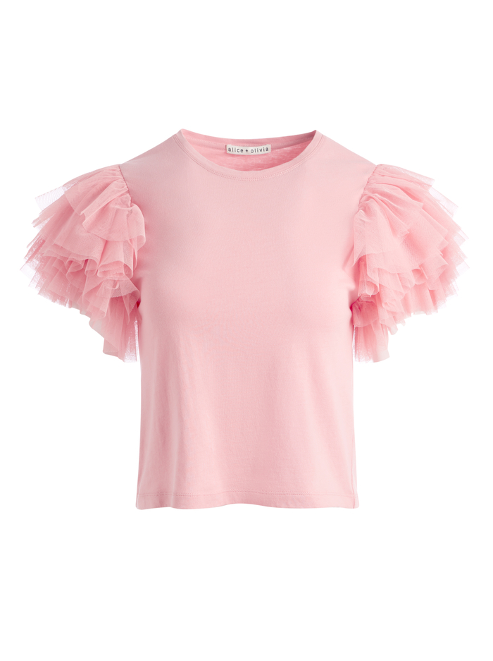 RYLYN TULLE SLEEVE T-SHIRT - ROSE image 5 - ALICE + OLIVIA